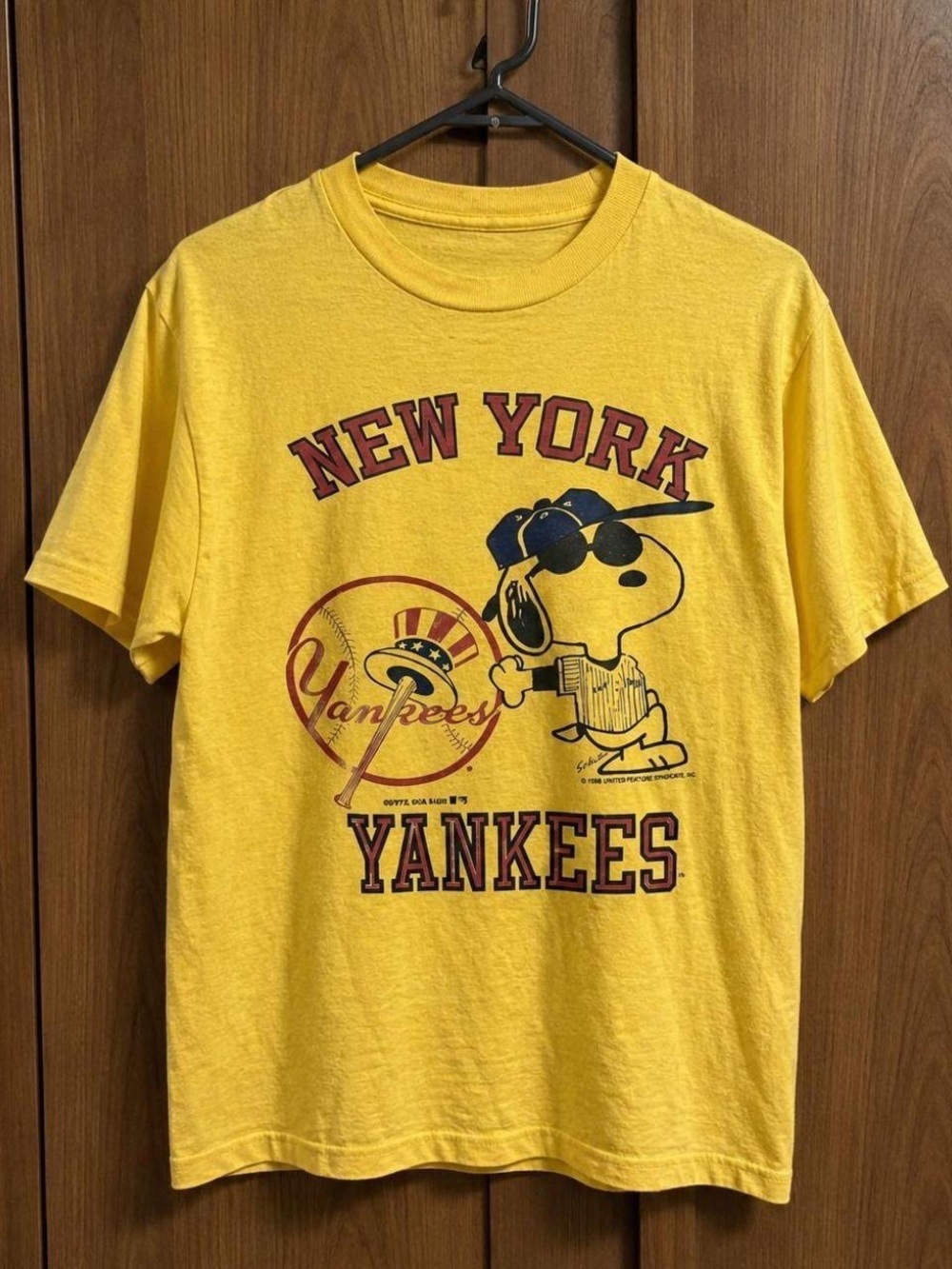 Gildan Yellow New York Yankees Snoopy Graphic Tee